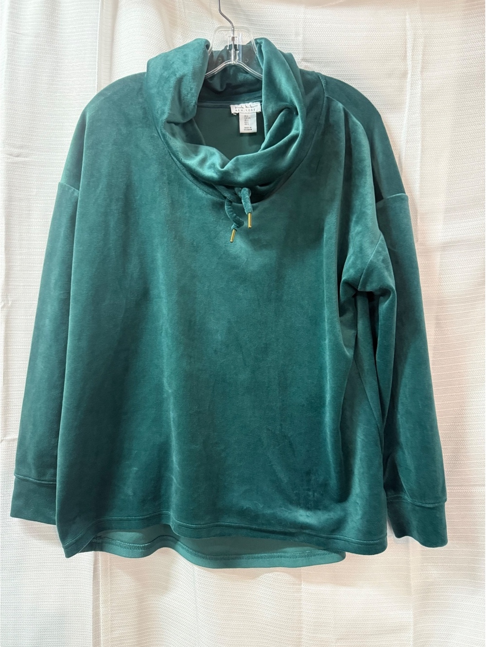 Nicole Miller New York Women's Teal Velvet Pullover Sweater Size L
